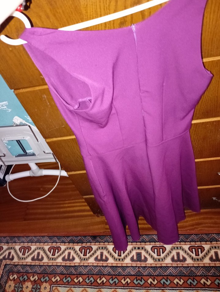 Koyu Mor Askılı Elbise - Görsel 3