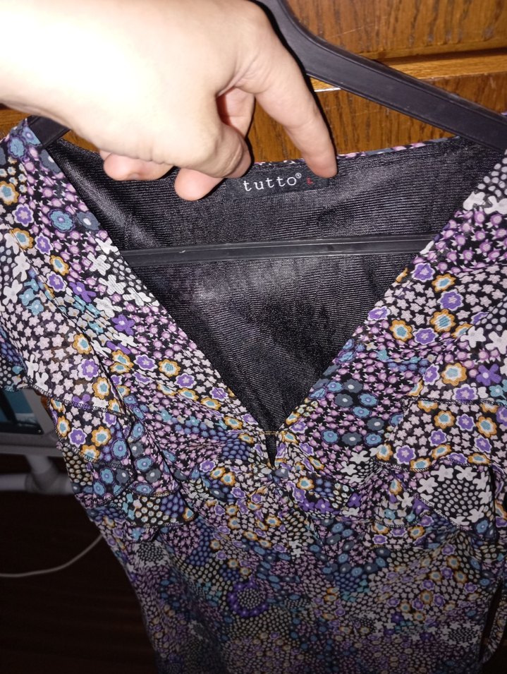 Mor ve renkliBağlamalı Desenli elbise günlük kullanıma uygun - Görsel 3