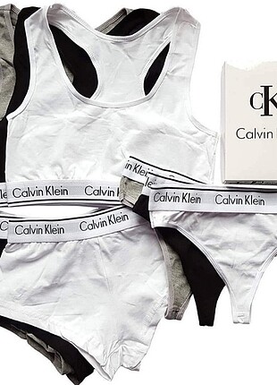 xl Beden Calvin Klein bayan 3 lü set beyaz