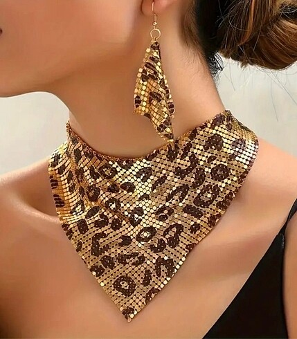 Zara Çelik Leopar Desenli Takı Seti
