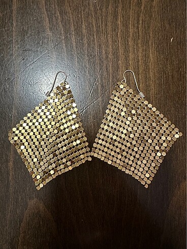 Zara Çelik Gold Renkli Fular Küpe
