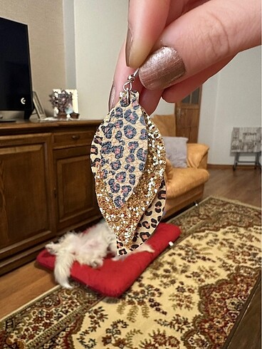 Zara Leopar Desenli Deri Küpe