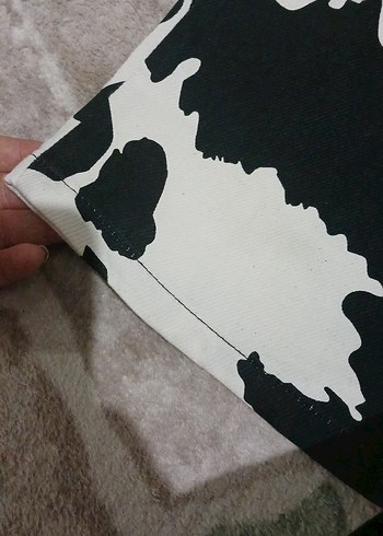 s Beden Drapeli Siyah Beyaz Bağlama Desenli Kot