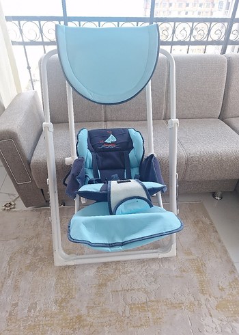 Mavi Gri Bebek Mama Sandalyesi