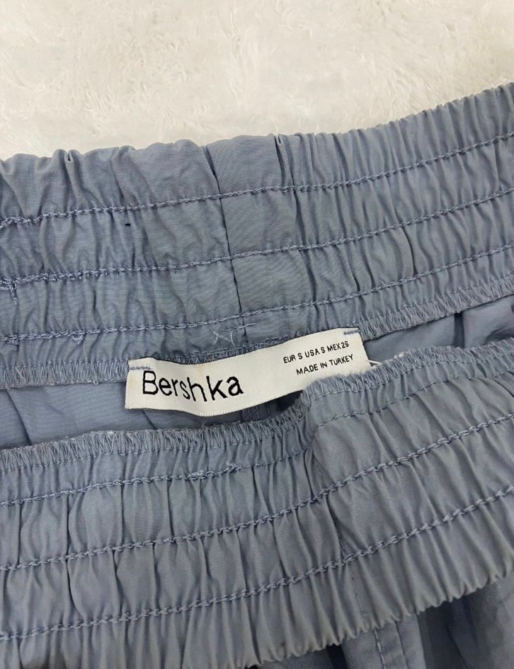 Bershka Bebek Mavi Rahat Kesim Kadın Kargo Pantolon - Görsel 2