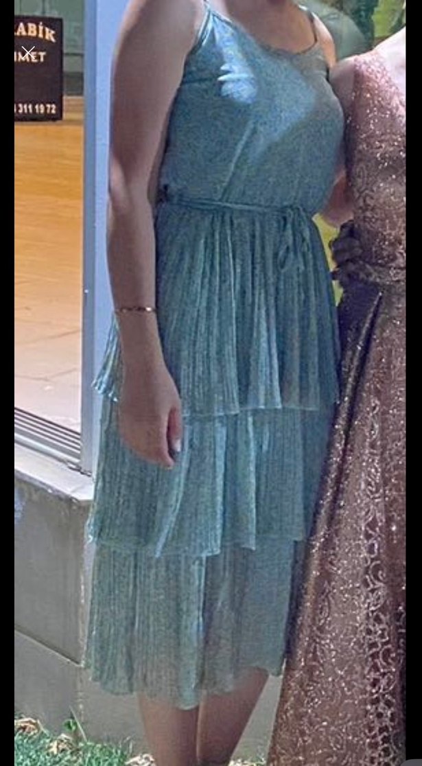 Bohem Tarzı Pilili Uzun Askılı Elbise - Görsel 2