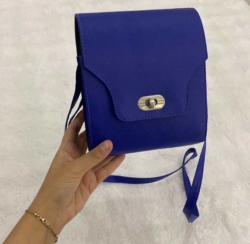 Mavi Deri Kadın Çapraz Çanta - Görsel 2