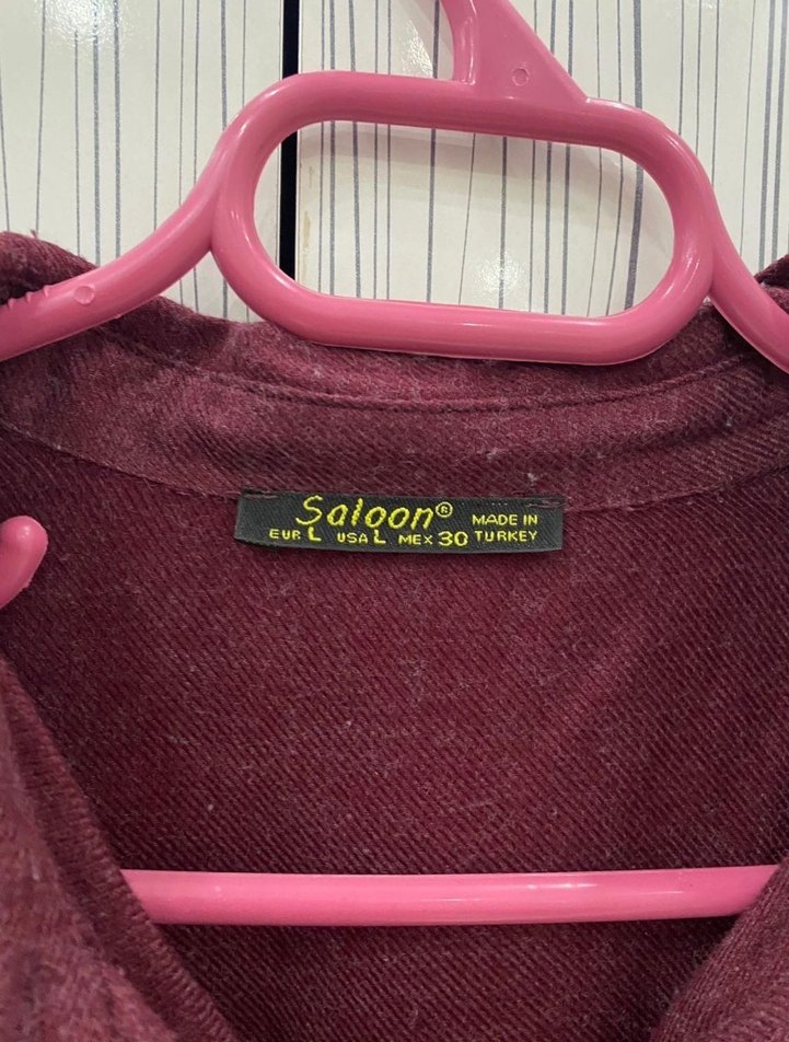 Bordo Nakışlı Süet Kadın Gömlek - Görsel 3