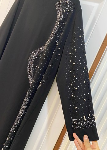 Siyah Kadın Uzun Kollu Payetli Uzun Elbise - Görsel 2