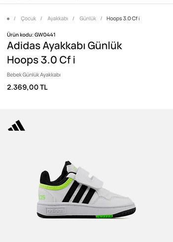 Adidas Erkek Bebek Günlük Spor Ayakkabı