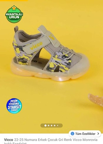 Vicco Erkek Çocuk Sarı Bağcıksız Sandalet