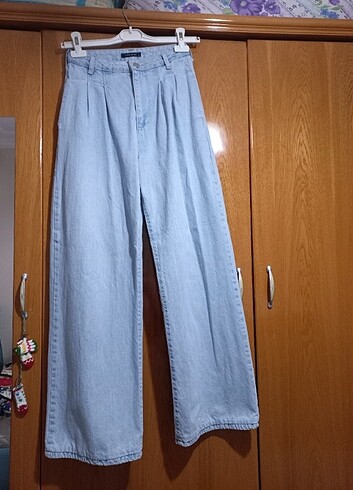 Pileli Wide Leg Pantolon 