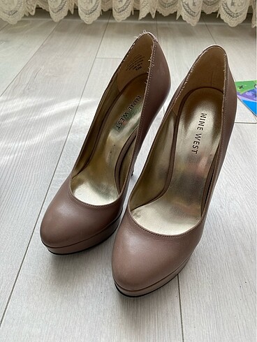 35 Beden kahverengi Renk Nine west deri platform ayakkabı