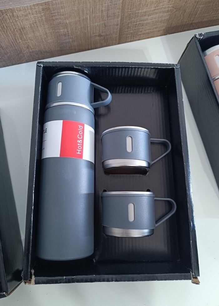 TERMOS CELİK 3 BARDAKLI SIFİR ÜRÜN  - Görsel 3