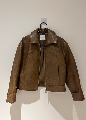 Bershka Kahverengi Deri Kadın Ceket