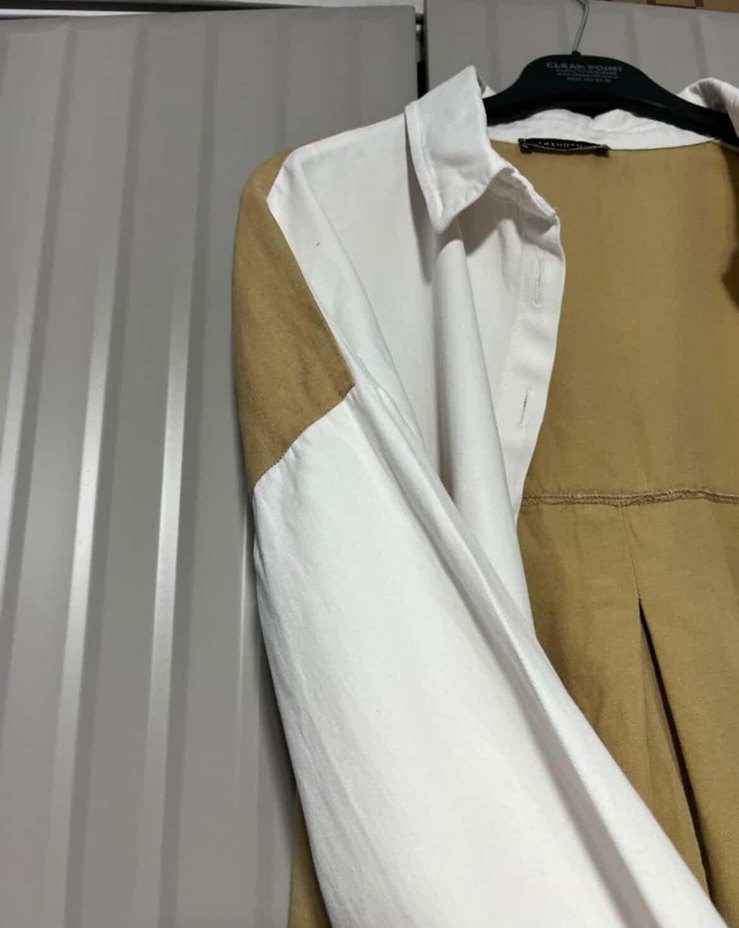 Kadın Beyaz Keten Düğmeli Gömlek - Görsel 3