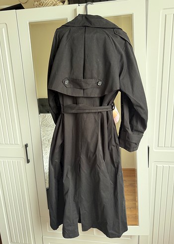 Kadın Siyah Kemerli Uzun Trençkot - Görsel 5