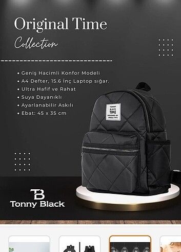 Tonny Black Orijinal Günlük Sırt Çantası