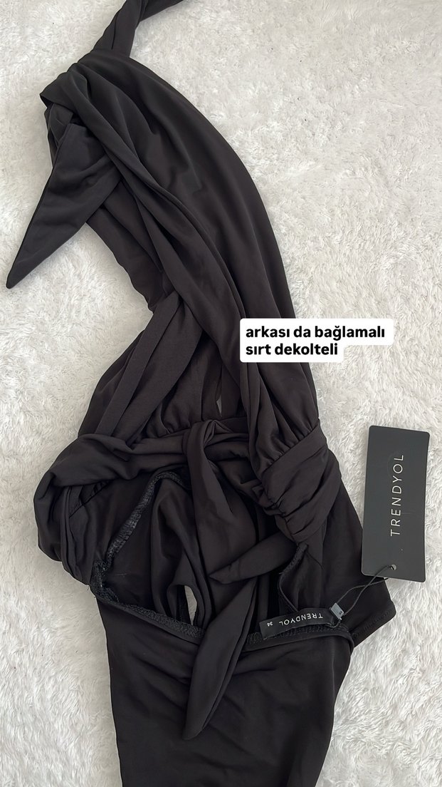 Siyah Drapeli Strappy Kadın bluz - Görsel 2