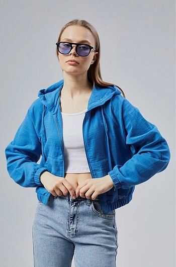 Müslin Fermuarlı Sweatshirt