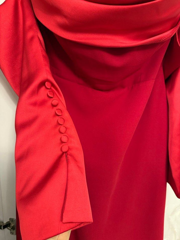 Drapeli Straplez Uzun Kırmızı Abiye Elbise - Görsel 3