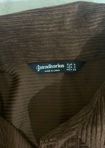 Stradivarius stradivarius Düğmeli Kahverengi Kadife Kadın Gömlek ceket
