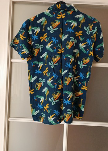 LC Waikiki LCW 10_11 yaş,Erkek Çocuk Mavi Desenli Kısa Kollu Gömlek