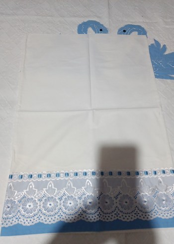 İşlemeli Mavi Kuğu Desenli pike,çarşaf ve 2 adet yastık seti - Görsel 6