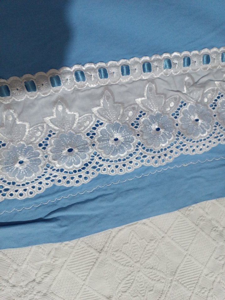 İşlemeli Mavi Kuğu Desenli pike,çarşaf ve 2 adet yastık seti - Görsel 5