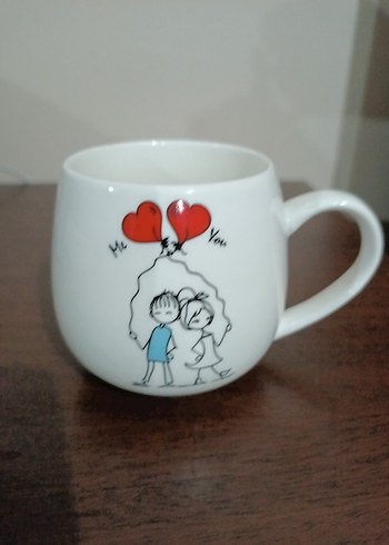 Kalp Balonlu Beyaz Seramik Kupa - Görsel 2