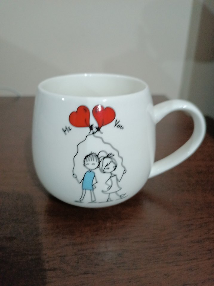 Kalp Balonlu Beyaz Seramik Kupa - Görsel 2