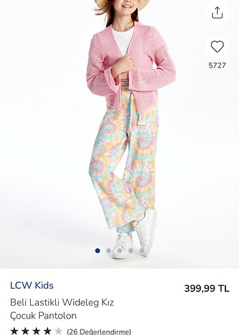 LCW Kids Kız Beli Lastikli Geniş Paça Pantolon