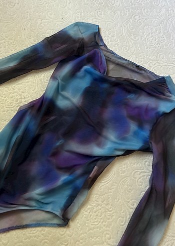 Uzun Kollu, V Yaka, Mor Tie-Dye Bluz