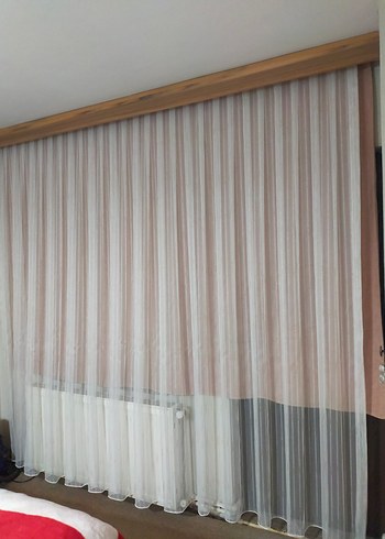 Beyaz Düz Modern Tül Perde - Görsel 3