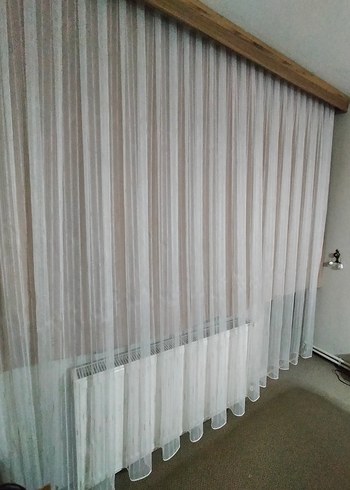 Beyaz Düz Modern Tül Perde - Görsel 2