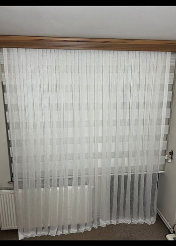 Gold pul detaylı tül perde - Görsel 5