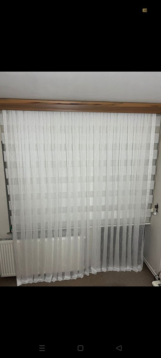 Gold pul detaylı tül perde - Görsel 5