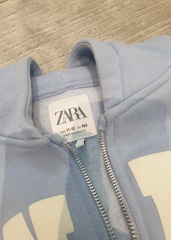 11-12 Yaş Beden mavi Renk Kız Çocuk Mavi Kapüşonlu Fermuarlı Sweatshirt takim