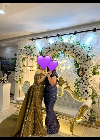 Lacivert Payetli Gece Elbisesi - Görsel 2