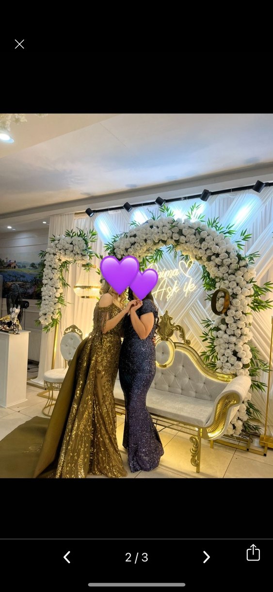 Lacivert Payetli Gece Elbisesi - Görsel 2