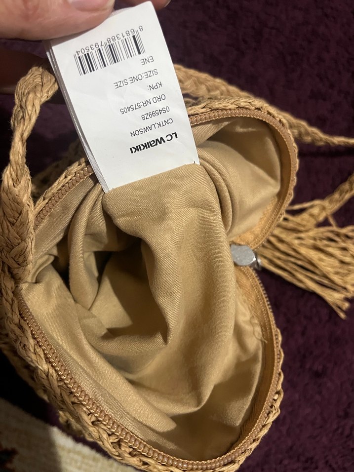 Bej Örgü Kadın Çapraz Çanta Püsküllü - Görsel 2