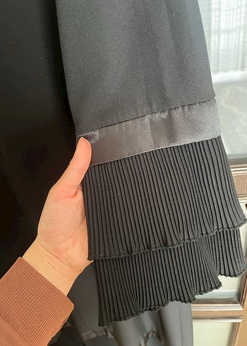 Uzun Kollu Siyah Kadın Ferace - Görsel 4