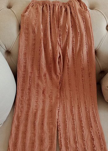 Bej Kadın Keten Pilili Bohem Pantolon - Görsel 3