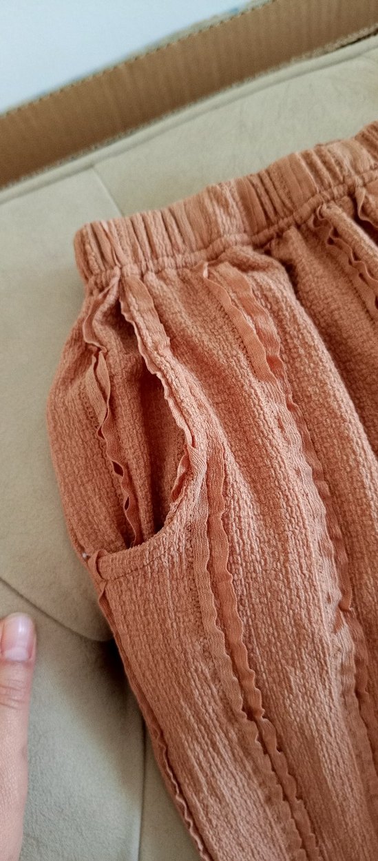 Bej Kadın Keten Pilili Bohem Pantolon - Görsel 2