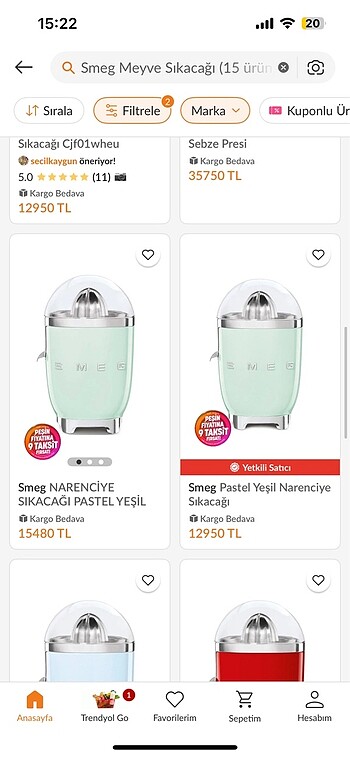 Smeg katı meyve sıkacağı