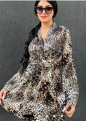 Leopar KİMONO Elbise(Son 2adet M BEDEN