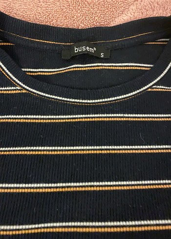 Çizgili Midi Kısa Kollu Elbise - Görsel 2