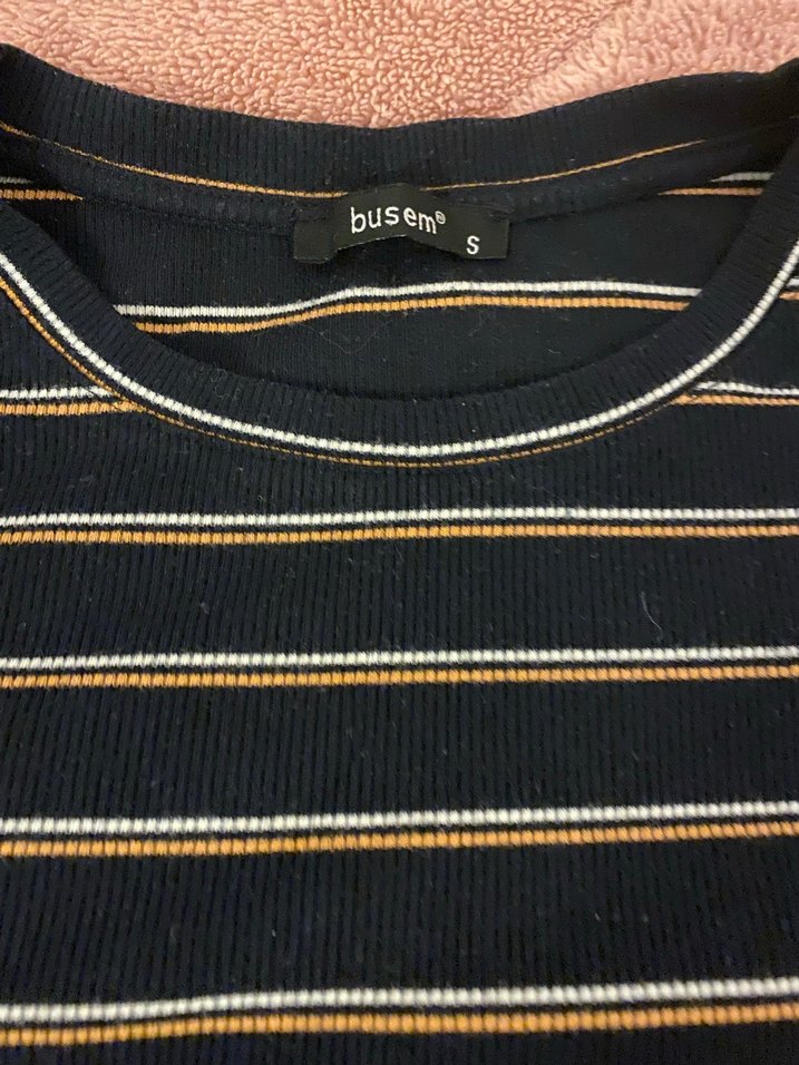 Çizgili Midi Kısa Kollu Elbise - Görsel 2