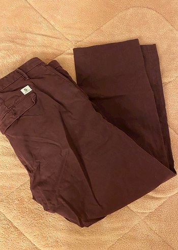 Düğmeli Bordo Keten Erkek Pantolon - Görsel 5