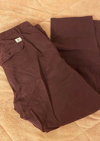 Düğmeli Bordo Keten Erkek Pantolon - Görsel 4